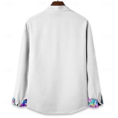 preiswerte Blumenmuster-Herren Blumen Tropische Blumen Strandhemd Hawaiihemd Sommerhemd Knopfhemd Langarm Hemd Hemden mit Kragen Hawaiianisch Urlaub Täglich Weiß Gelb Blau S M L