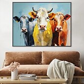 abordables Peintures animaux-peinture à l&#039;huile de vache colorée peinte à la main peinture à l&#039;huile d&#039;animaux faite à la main sur toile art mural peint à la main décoration intérieure peinture d&#039;animaux de la ferme œuvre d&#039;art