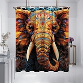 tanie Zasłony prysznicowe-Zasłona prysznicowa z haczykami 180cm*180cm (70&quot;*70&quot;) z poliesteru zmywalna wodoodporna z wzorem do dekoracji łazienki z motywem zwierząt i kwiatów