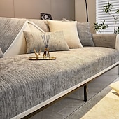 economico Coperte per divano-set di cuscini per divano in ciniglia moderno design semplice ed elegante in grigio quattro stagioni universale lussuoso copridivano antiscivolo perfetto per un look elegante e sofisticato