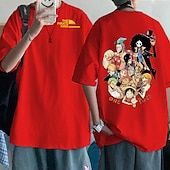 billige Tegneserie- og filmkaraktergrafikk-One Piece Monkey D. Luffy Roronoa Zoro T-skjorte Anime Tegneserie Animé Klassisk Gate stil Til Par Herre Dame Voksne Varmstempling
