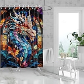 tanie Zasłony prysznicowe-Zasłona prysznicowa z haczykami 180cm*180cm (70&quot;*70&quot;) z poliesteru zmywalna wodoodporna z wzorem do dekoracji łazienki z motywem zwierząt i kwiatów