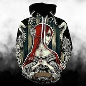 economico Grafica di personaggi di cartoni animati e film-Halloween sortita Jack Skellington Teschio dello scheletro Felpa con cappuccio Pullover Felpa con cappuccio natalizia divertente Stampa 3D Tasca frontale Grafica Per Da coppia Per uomo Per donna Per