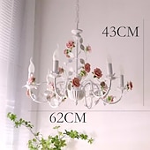 economico Luci a sospensione-lampada a sospensione a led 3/6/8 luci stile nordico lampada in ferro battuto rosa pastorale lampadario sputnik illuminazione stile candela e14 soggiorno camera da letto 110-240v