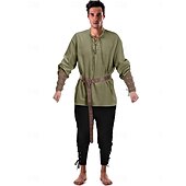 cheap Couple &amp; Group Costumes-Couples Retro Vintage Medieval Renaissance Outfits Halloween Group Couples Costumes Ankle Length Viking Valhalla Men&#039;s Women&#039;s for Halloween LARP Ren Faire