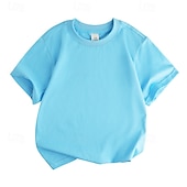 cheap Tees &amp; Shirts-Unisex Boys Girls&#039; 3D Solid Color Tee Short Sleeve Summer Spring Fashion Basic Kids 4-12 Years Crew Neck Outdoor Casual Daily Regular Fit