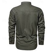 voordelige Werkhemden voor heren-Voor heren Overhemd Werkkleding shirts Werkhemden Overhemd met knopen Cargoshirt Zwart khaki Leger Groen Donkerblauw Beige Lange mouw Effen Revers Vakantie Feestdagen Voorvak Kleding Modieus Casual