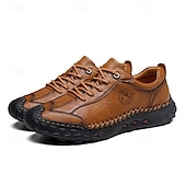 cheap Men&#039;s Sneakers-Men&#039;s Brown Faux Leather Casual Shoes with Handcrafted Stitching and Durable Rubber Sole for Outdoor Activities