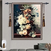 baratos Tapeçarias tecidas em jacquard-Tapeçaria tecida jacquard gobelin aubusson tapeçaria pendurada na parede flor e tear de uva tecido de algodão decoração de quarto de sala de estar (sem bastão e borlas)
