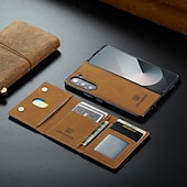 baratos Capa Samsung-telefone Capinha Para Samsung Galaxy Dobra Z 7 Dobra Z 6 Z Fold 5 Z Fold 4 Z Fold 3 Capa traseira Com Suporte Destacável Magnética Retro TPU PC Couro PU