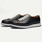 cheap Premium Leather Sneakers-Men&#039;s Quilted Cowhide Leather Lace-Up Sneakers with Red and Black Gradient Design - Stylish Casual Shoes for Everyday Wear
