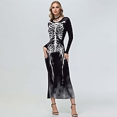 olcso Halloween-Koponya, csontváz Halloween Ruhák Jelmez Punk és gótika Szexi jelmez Felnőttek Női Farsang Buli / Este Egyszerű Halloween jelmezek Kiöltözik