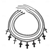 baratos Colares-Colares com Pendentes cromada Mulheres Punk Vintage Moda Multi Camadas Forma Geométrica Colar Para Festa dia das Bruxas Rua