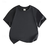 cheap Tees &amp; Shirts-Unisex Boys Girls&#039; 3D Solid Color Tee Short Sleeve Summer Spring Fashion Basic Kids 4-12 Years Crew Neck Outdoor Casual Daily Regular Fit