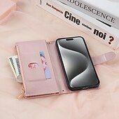 お買い得  iPhone用ケース-電話 ケース 用途 iPhone 16 iPhone 15 14 Pro Max Plus iPhone 13 12 11 Pro Max Mini ウォレットカードケース 磁石バックル ジッパ－ ストラップ付き レトロ風 幾何学模様 TPU PUレザー