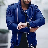 preiswerte Lederjacken-Herren Kunstlederjacke übergangsjacke Mantel Bikerjacke Täglich Outdoorbekleidung Winddicht Tasche Frühling &amp; Herbst Einfach Punk Lässig Revers Regulär Schwarz Wein Blau Braun Jacken