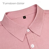 voordelige Zakelijk Casual-Voor heren linnen overhemd Blad Buiten Vakantie Wit Blozend Roze Groen Grijs Lange mouw Kraag Lente &amp; Herfst Kleding Dichtknopen
