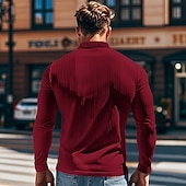 preiswerte Klassisches Poloshirt für Herren-Herren Golfshirt Golf Poloshirts Lässig Arbeit Revers Langarm Basic Modern Einfach Knöpfe Frühling &amp; Herbst Normale Passform Weiß Golfshirt