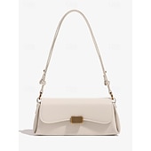 preiswerte Handtaschen und Tragetaschen-Damen Stoffbeutel Aguette Tasche PU-Leder B¨¹ro Einkauf Täglich Schnalle Hohe Kapazität Langlebig Feste Farbe Schwarz Weiß Braun