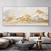 baratos Pinturas de Paisagens-Pintura a óleo sobre tela pintada à mão montanha dourada pinturas de paisagens sala de estar grande arte de parede pintura personalizada decoração de casa sem moldura