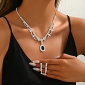 cheap Jewelry Sets-Bridal Jewelry Sets Two-piece Suit Imitation Diamond 1 Necklace Earrings Women&#039;s Elegant Stylish Classic Lovely Classic Love Precious Geometric Jewelry Set For Wedding Gift