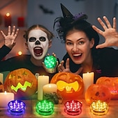 olcso Víz alatti lámpák-4db led töklámpa vízálló távirányítóval halloween dekorációhoz színváltó vízálló led lámpák ünnepi parti dekorációhoz üvegváza úszómedence víz alatti lámpa halloween jack-o-lantern lámpák