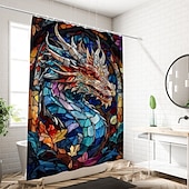 tanie Zasłony prysznicowe-Zasłona prysznicowa z haczykami 180cm*180cm (70&quot;*70&quot;) z poliesteru zmywalna wodoodporna z wzorem do dekoracji łazienki z motywem zwierząt i kwiatów