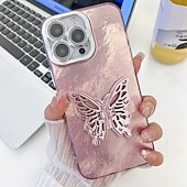 お買い得  iPhone用ケース-電話 ケース 用途 iPhone 16 Pro Max プラス iPhone 15 14 Pro Max Plus iPhone 13 Pro Max バックカバー スタンド付き カメラレンズプロテクター 耐衝撃 バタフライ 仕上げ PC