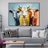abordables Peintures animaux-peinture à l&#039;huile de vache colorée peinte à la main peinture à l&#039;huile d&#039;animaux faite à la main sur toile art mural peint à la main décoration intérieure peinture d&#039;animaux de la ferme œuvre d&#039;art