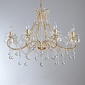 economico Lampadari-lampadario a led bianco caldo 6/8 luci 60cm/80cm lampadario di design unico in cristallo europeo di lusso francese retrò e12/e14 per camera da letto sala da pranzo 110-240v
