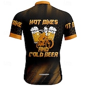 cheap Men's Jerseys-Men's Cycling Jersey Letter &amp; Number Beer Short Sleeve Bike Tee Tshirt Jersey with 3 Rear Pockets Mountain Bike MTB Quick Dry Anatomic Design Wicking Breathable Sports Yellow Red Blue Clothing Apparel