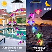 cheap Landscape Lights-Bat Solar Wind Chimes for Outdoor, Waterproof Color-Changing LED Memorial Bat Wind Chimes Women Gifts for Mom, Automatic Light Sensor Windchimes Birthday Gifts for Party Yard Garden