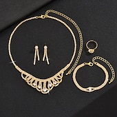 cheap Jewelry Sets-Bridal Jewelry Sets Four-piece Suit Imitation Diamond 1 Necklace 1 Bracelet 1 Ring Earrings Women&#039;s Elegant Stylish Sweet Lovely Classic Love Precious Jewelry Set For Wedding Party Evening Gift