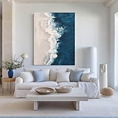 voordelige Schilderijen van landschappen-groot blauw golf schilderij handgeschilderd zwart abstract schilderij handgemaakt blauw en wit olieverfschilderij canvas kunst modern schilderij groot kunstwerk abstract canvas schilderij wandkunst