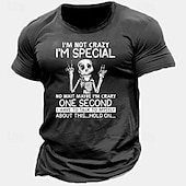 levne Pánské grafické tričko-Pánské Lebky Grafické tisky I&#039;m Not Crazy Im Special Tričko Neformální styl 100% bavlna Krátký rukáv Grafický Košile Černá Armádní zelená Námořnická modř Pohodlné tričko Venkovní ulice Módní návrh