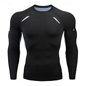 baratos Camisetas e Regatas de Corrida-Homens Camisetas Compressão Camisa Atlético camisa de ginástica Camisa Fitness Patchwork Manga Longa Camiseta Casual Roupa Esportiva Outono Respirável Secagem Rápida Alta elasticidade Treino de