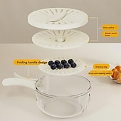 cheap Kitchen Storage-Fruit Strainer Colander Bowl Fruit Drain Basket with Lid Foldable Handle Cleaning Colander Plastic Refrigerator Crisper Kitchen Box Food Storage Container for Fridge Outdoor Picnic Pasta Salad Berry