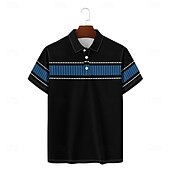 cheap Men&#039;s Printed Polo-Business Casual Men&#039;s Polo Shirt Golf Polo Short Sleeve Holiday Daily Wear Spring &amp; Summer Button 3D Print Collar Black Micro-elastic 95% Polyester 5% Spandex