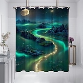 お買い得  シャワーカーテン-フック付きシャワーカーテン 180cm*180cm(70&quot;*70&quot;) ポリエステル洗濯可能防水パターンバスルームバスタブデコ海岸の海