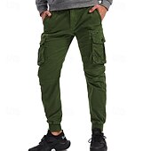 cheap Cargo Pants-Men&#039;s Cargo Pants Joggers Tactical Pants Trousers Elastic Waist Multi Pocket Elastic Cuff Plain Wearable Outdoor Daily Camping &amp; Hiking Fashion Classic Black Wine