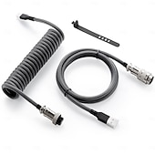 levne Kabely-spirálový kabel usb c klávesnice pro herní klávesnici dvouobjímkový kabel mechanické klávesnice s odnímatelným kovovým aviátorem 1,5 m usb-c na usb-a