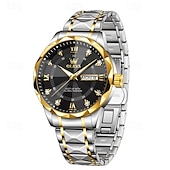 cheap Quartz Watches-New Olevs Brand Men&#039;S Luminous Commercial Business Steel Belt Watch Calendar Week Display Fashion Trend Waterproof Simple Leisure Quartz Watch Diamond-Shaped Mirror Sports Watch