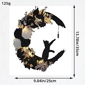 baratos Halloween interno-guirlanda de gato criativa luz noturna led - decoração de gato de lua de halloween para pendurar em casa e exibição de janela, presente perfeito para amantes de gatos