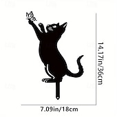 tanie Dekoracje patio-sylwetka kota metalowa statua żelazne czarne koty palik zwierzę podłoga wtyczka dekoracja rzemiosło podwórko ogród sztuka znaki dla miłośników kotów prezenty na trawnik gospodarstwo kwietnik