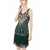 olcso Öltözetek-Retró Ordító 20-as évek 1920-as évek Flapper ruha Szerepjáték Jelmezek Felszerelések A nagy Gatsby Esküvői Vendég Flitter Rojt Női Karácsony Mindszentek napja Farsang Halloween Buli / Este Esküvői