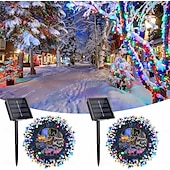 お買い得  太陽光発電-ソーラーパワーのカラフルなストリングライト 39.37フィート/12メートル 100個のLED付き 8つの照明モード 防水 屋外装飾 ハロウィン ガーデンパーティー 休日 ソーラーストリングライト 屋外 屋内装飾 1/2個