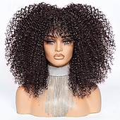 baratos Perucas de Carnaval-peruca cacheada com franja perucas afro cacheadas para mulheres negras peruca afro crespa fibra sintética sem cola peruca longa cacheada cheia e fofa para mulheres da moda