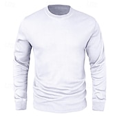 preiswerte T-Shirt mit Waffelstrick-Herren Waffelhemd T Shirt T-Shirt Langarmshirt Langarm Rundhalsausschnitt Frühling &amp; Herbst Einfach Mode Designer Basic Urlaub Straße Ausgehen Schwarz Weiß Blau Top T-Shirt für Herren
