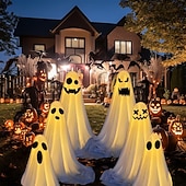 cheap Halloween Outdoor-Halloween Decorations Lighted Ghosts Outdoor Decoration Lights Yard Halloween Standing Ghost Lights Battery Operated Porch for Patio Spooky Atmosphere Decorations 1pc