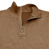 cheap Basic Sweatshirts-Men's Sweatshirt Quarter Zip Sweatshirt Black Army Green Royal Blue Brown Khaki Half Zip Plain Half Zip Sports &amp; Outdoor Daily Holiday Polyester Streetwear Basic Casual Fall &amp; Winter Clothing Apparel